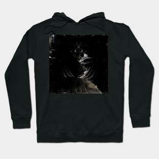 Digital collage and special processing. View from night dreams. Tunnels. Gray. Hoodie